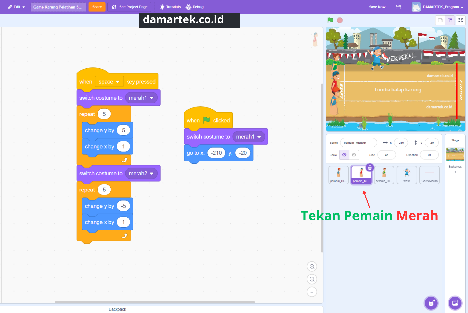 Membuat Game Balap Karung (Scratch)